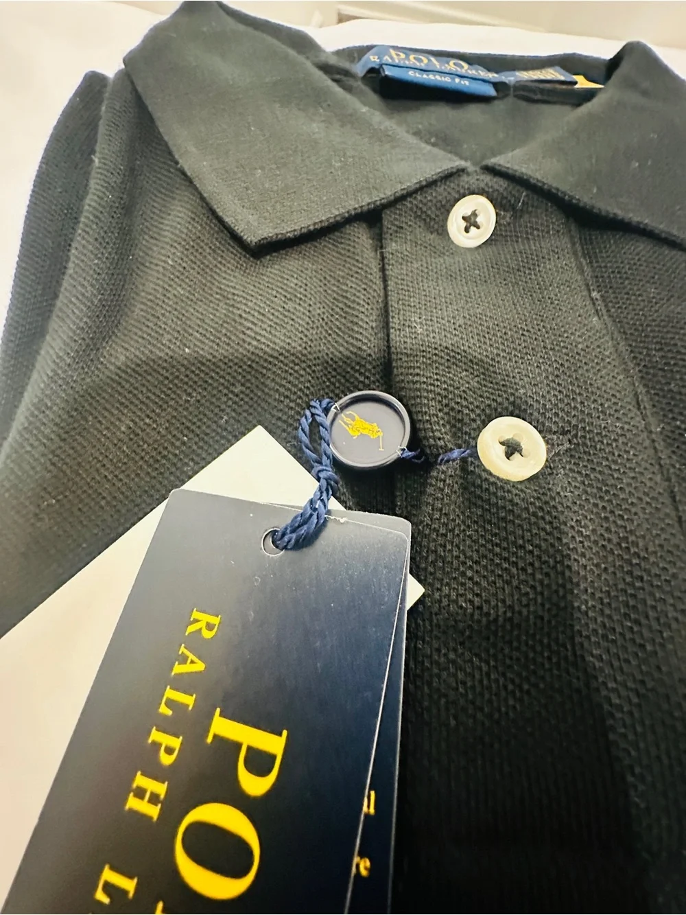 Ralph Lauren Men's Black Polo with Red Pony Classic Fit
